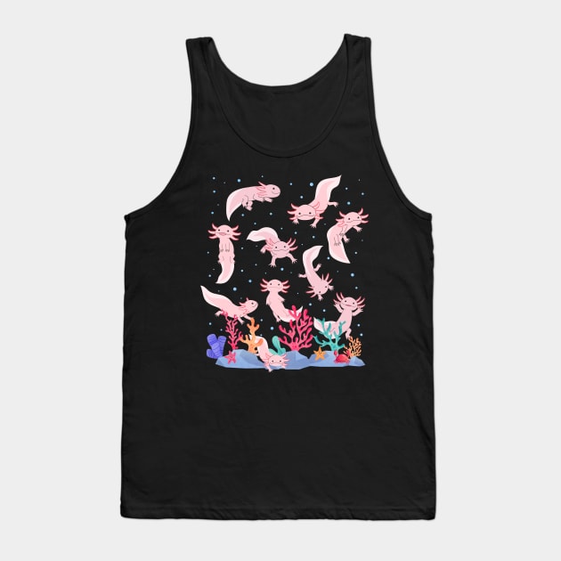 Axolotl Fish Ocean Walking Underwater White-Axolotl Lizard Tank Top by Msafi